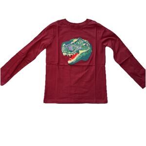Lands' End Dinosaur T-Rex Embroider Graphic T-Shirt Boys Size Medium (8) NWT